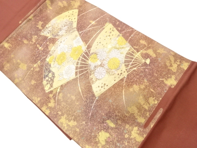 JAPANESE KIMONO / VINTAGE NAGOYA OBI / WOVEN PEONY & BAMBOO GRASS
